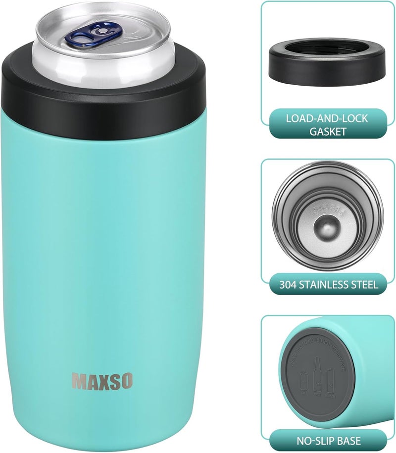Max&So Slim Can Cooler, 4-in-1 Double Walled Stainless Steel Insulated Beer Can Holder, Works With All 12 Oz Cans,Bottles & As A Pint Cups - Turquoise - Image 5